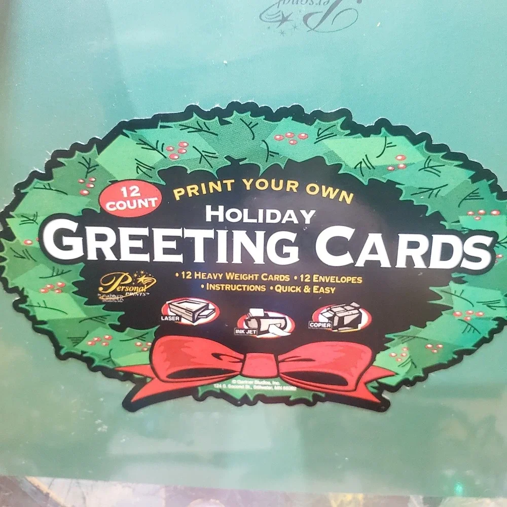 Gartner Studios Print Your Own Christmas Card Tree w Border 12 Count & Envelopes